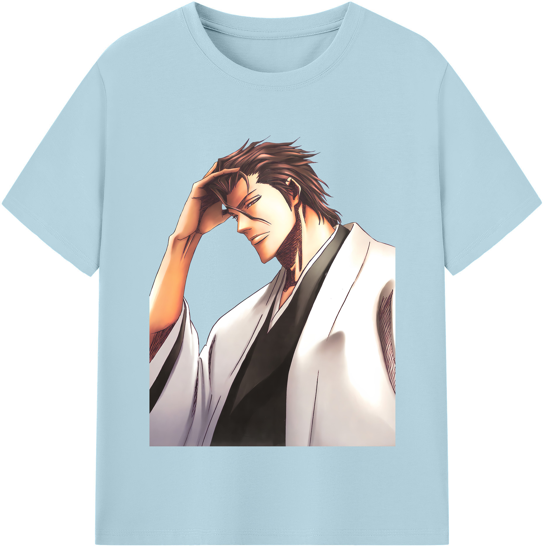 （画像用） ブリーチ 藍染 惣右介（あいぜん そうすけ） BLEACH Aizen Sousuke 綿100％半袖Tシャツ（フロントプリント）